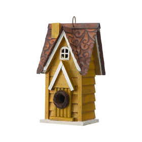 Glitzhome decorative birdhouse suitable for garden or indoor display.