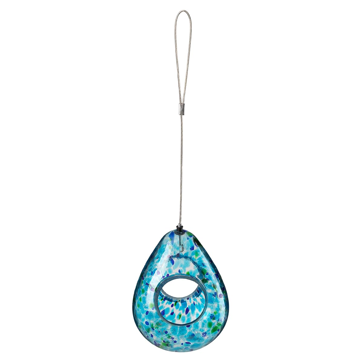Glitzhome glass feeder compact size fits patios and small spaces.