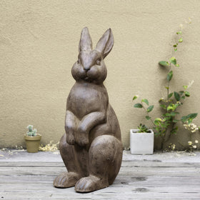 Glitzhome outdoor rabbit sculpture lawn decor bronze for weather-resistant charm.