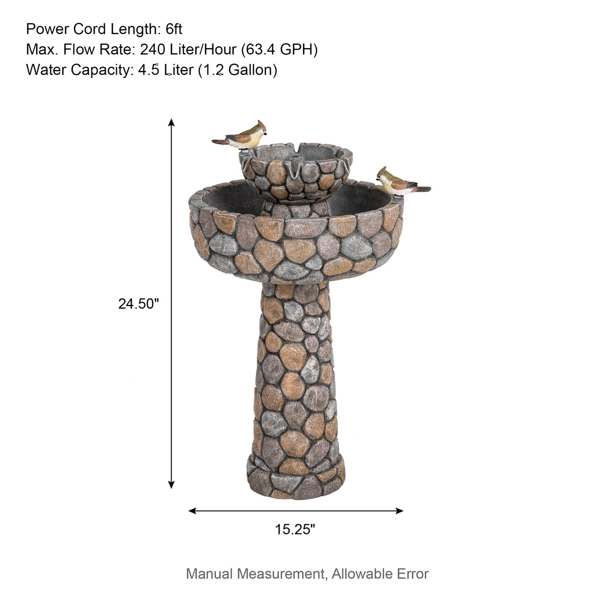 Glitzhome Quiet Submersible Pump supports smooth, adjustable water flow for peaceful ambiance.