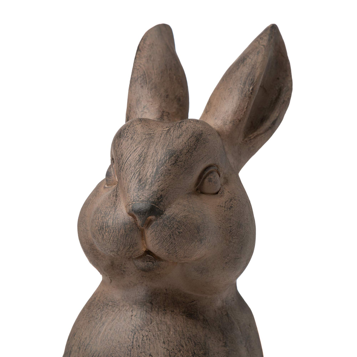 Glitzhome rabbit statue with handmade distressed details adding vintage appeal.