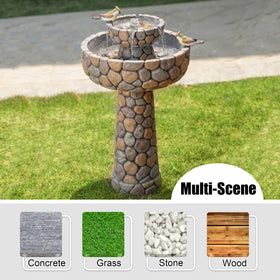 Glitzhome Stone-Finish Decorative Fountain Detail adds rustic charm to outdoor spaces.