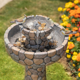 Glitzhome Water Flow Cascade creates a soothing fountain effect for backyards.