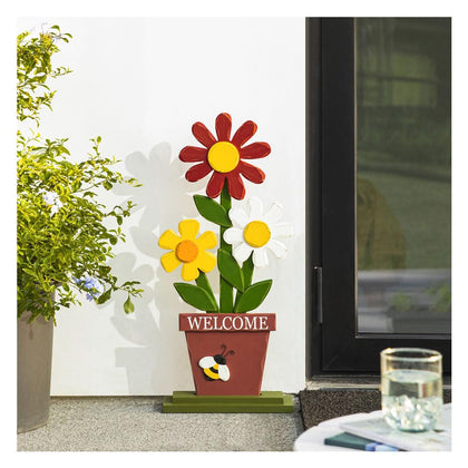 Glitzhome welcome sign front door with vibrant colors to greet guests outdoors