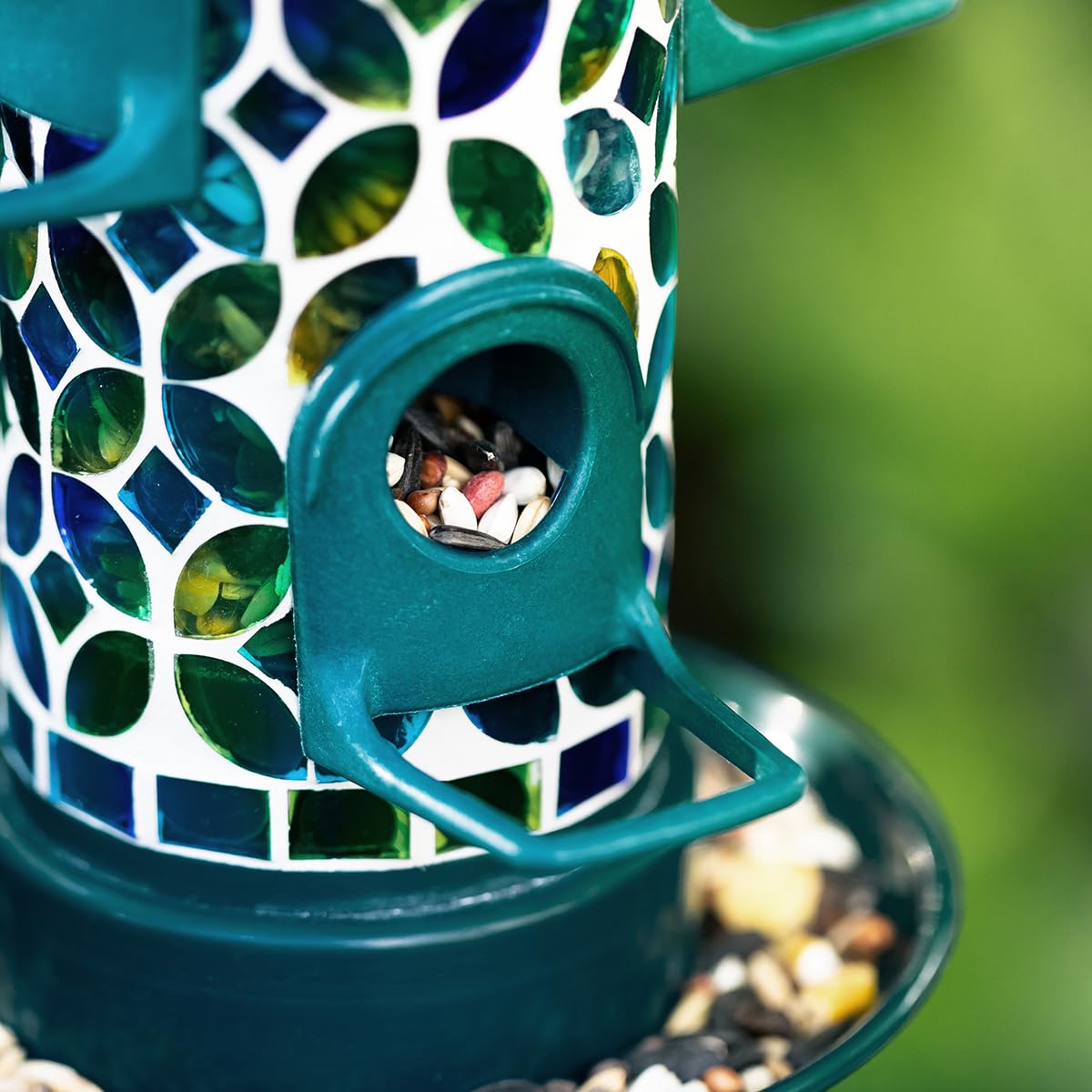 Glitzhome wild bird feeder sunlit mosaic reflects light to brighten your garden.