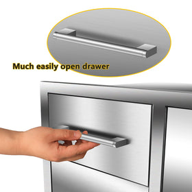 Globamboo outdoor kitchen drawer dimensions highlight compact 28 by 19.6 by 20.1 inches.