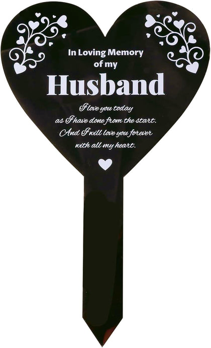 GLOBLELAND Heart Husband Stake for outdoor garden remembrance with a decorative heart design.