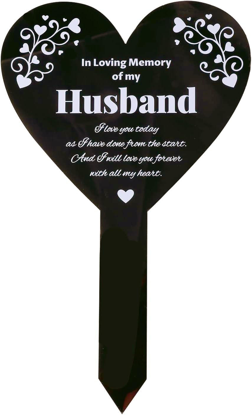 GLOBLELAND Heart Husband Stake for outdoor garden remembrance with a decorative heart design.