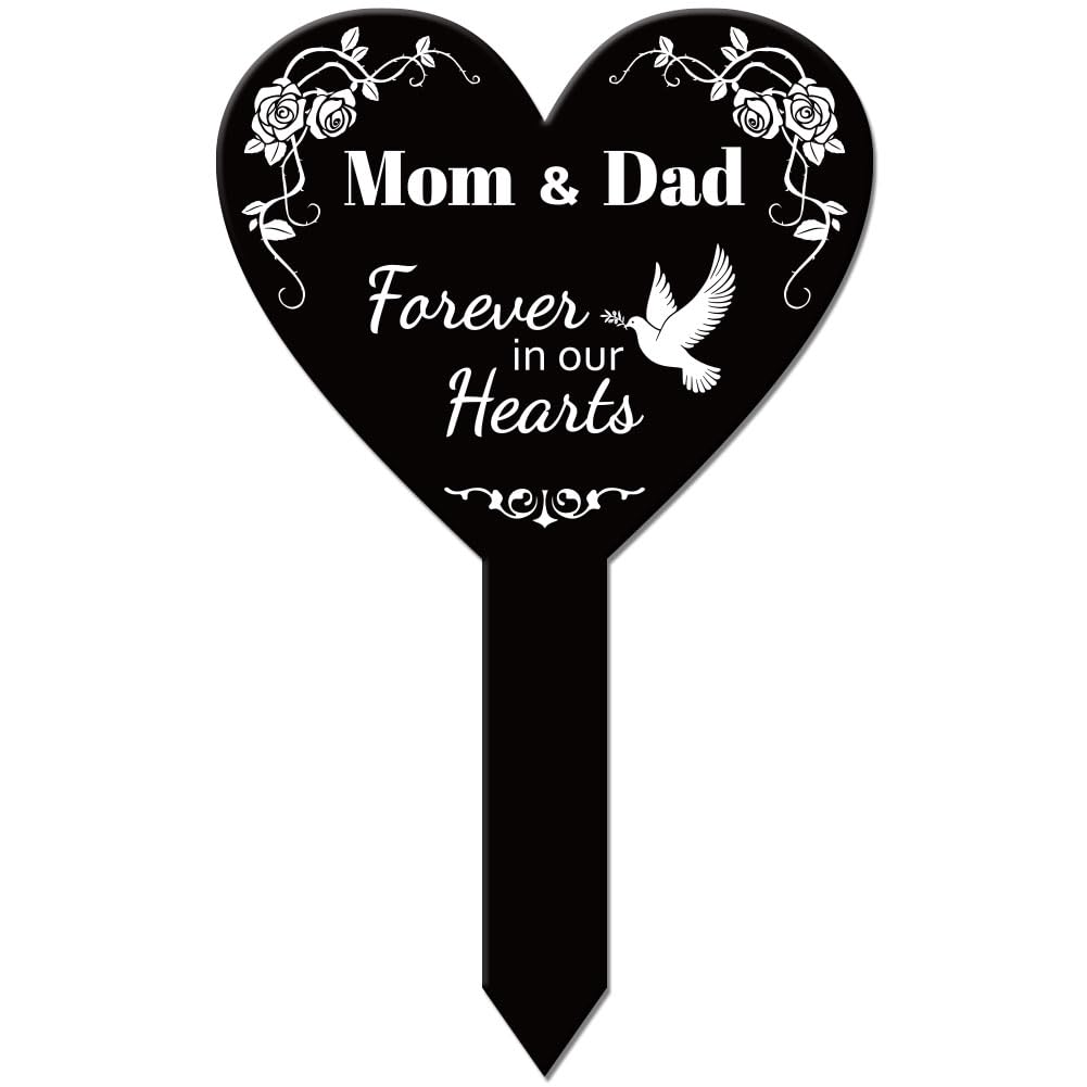 GLOBLELAND heart memorial stake, face-on view, ideal for garden remembrance display.