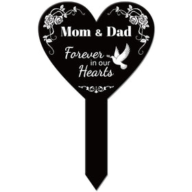 GLOBLELAND heart memorial stake, face-on view, ideal for garden remembrance display.