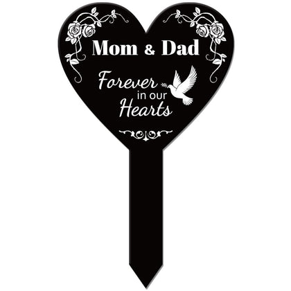 GLOBLELAND heart memorial stake, face-on view, ideal for garden remembrance display.
