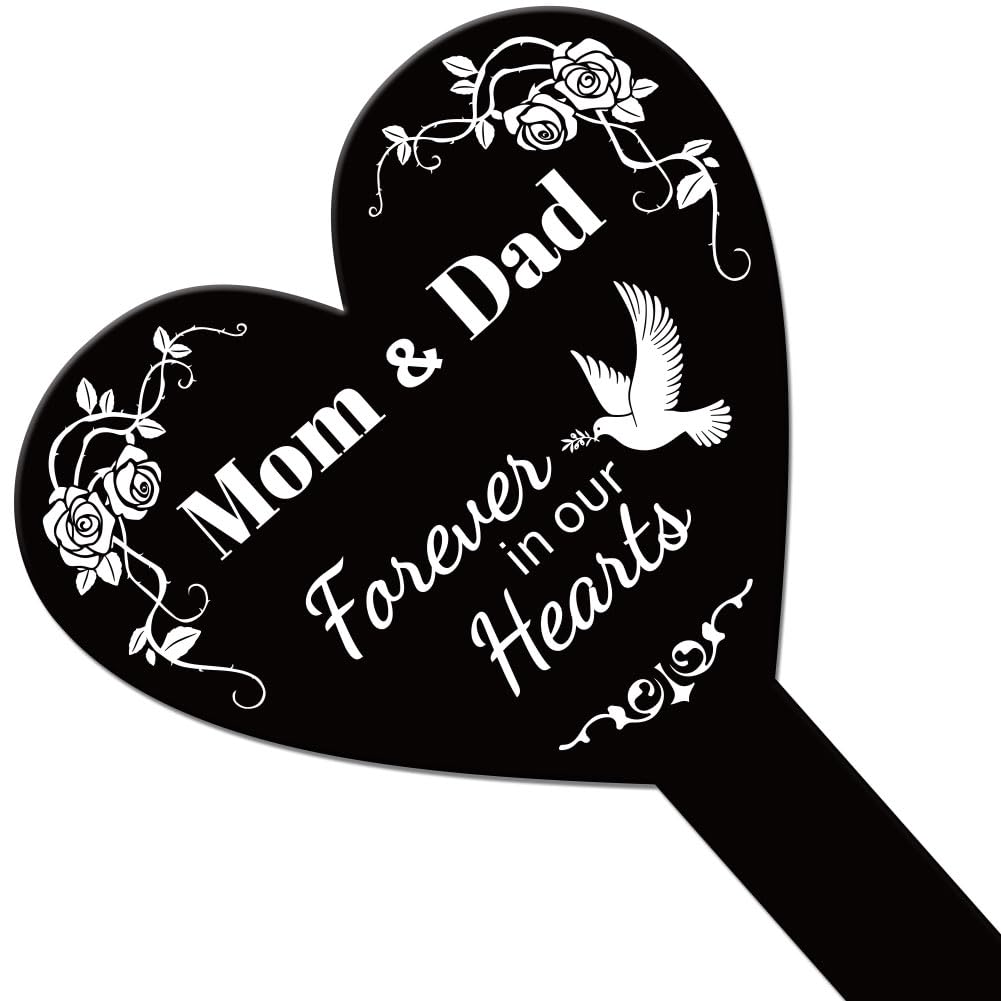 GLOBLELAND acrylic heart stake, side view, weather-ready for outdoor cemeteries.