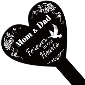 GLOBLELAND acrylic heart stake, side view, weather-ready for outdoor cemeteries.