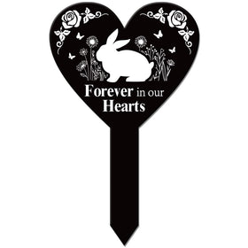 GLOBLELAND heart-shaped garden stake with rabbit memorial for outdoors