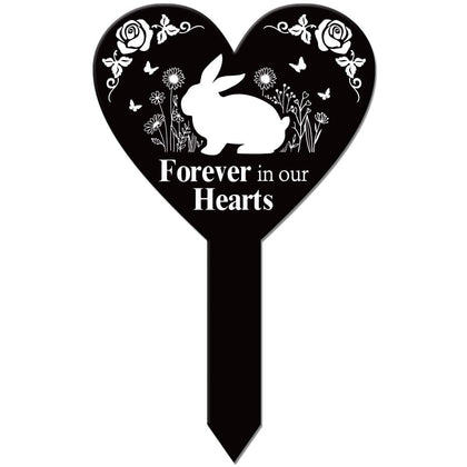 GLOBLELAND heart-shaped garden stake with rabbit memorial for outdoors