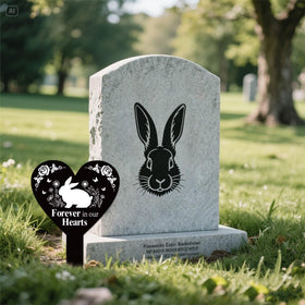 GLOBLELAND outdoor memorial plaque with rabbit and flowers for fences or lawns