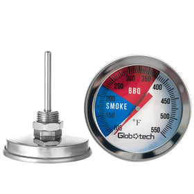 GLOBOTECH 2in dial thermometer enables precise monitoring during barbecues.