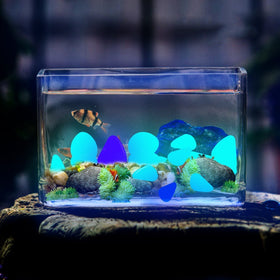 GLOCARNIVAL mason jar decor pebbles glowing in a centerpiece