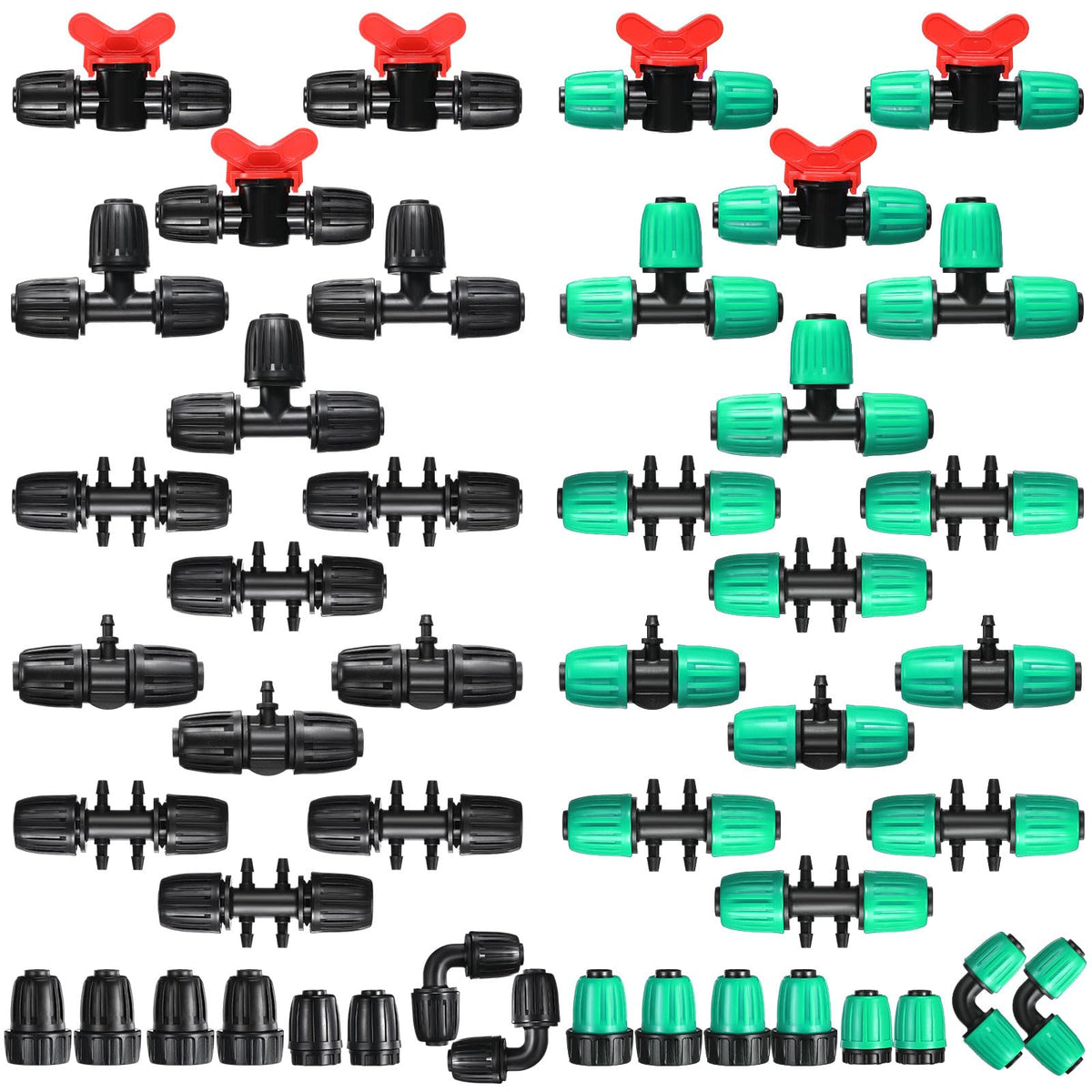 Glooglitter 1-2in black fittings set for reliable drip systems