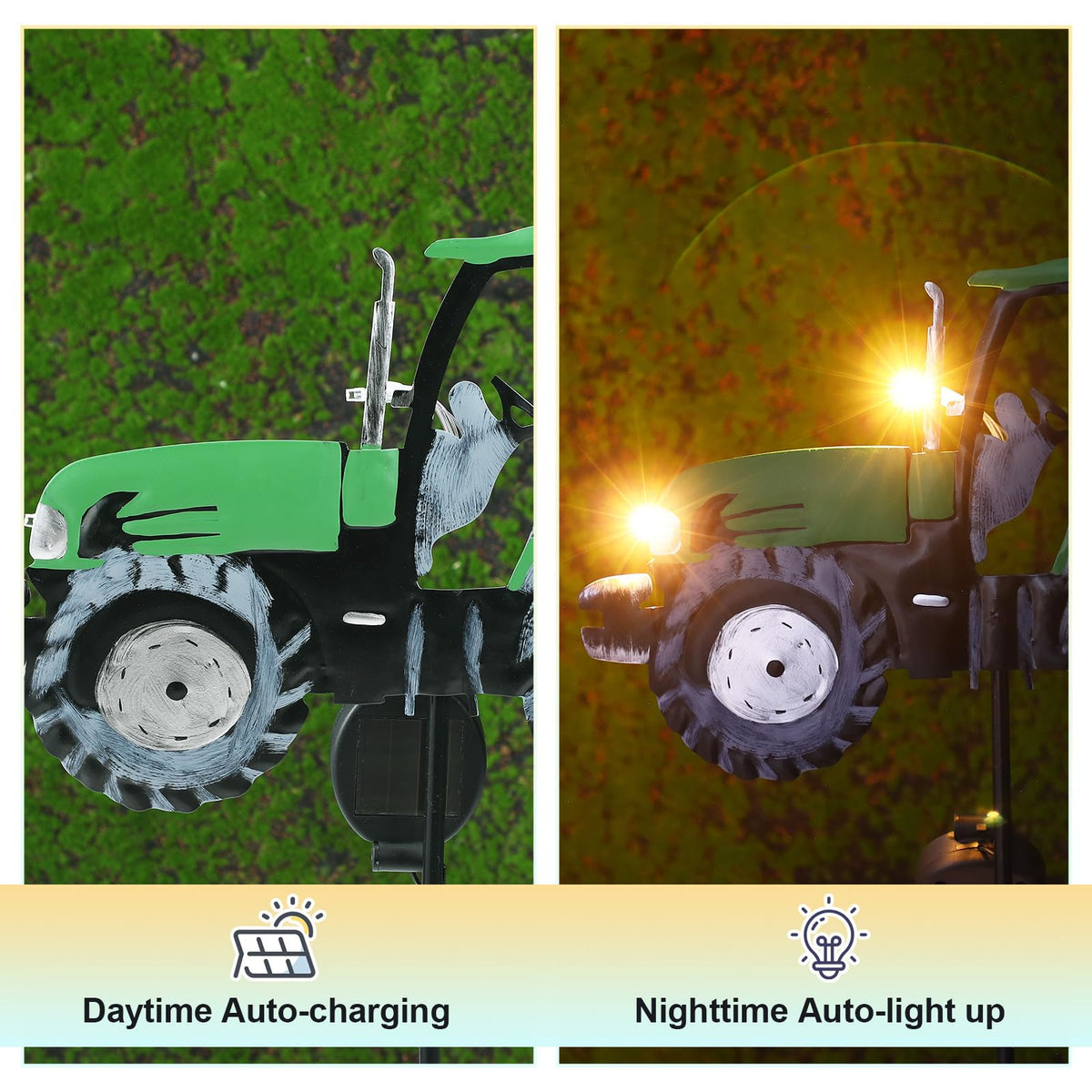 Glooglitter solar headlights provide automatic dusk lighting for pathways