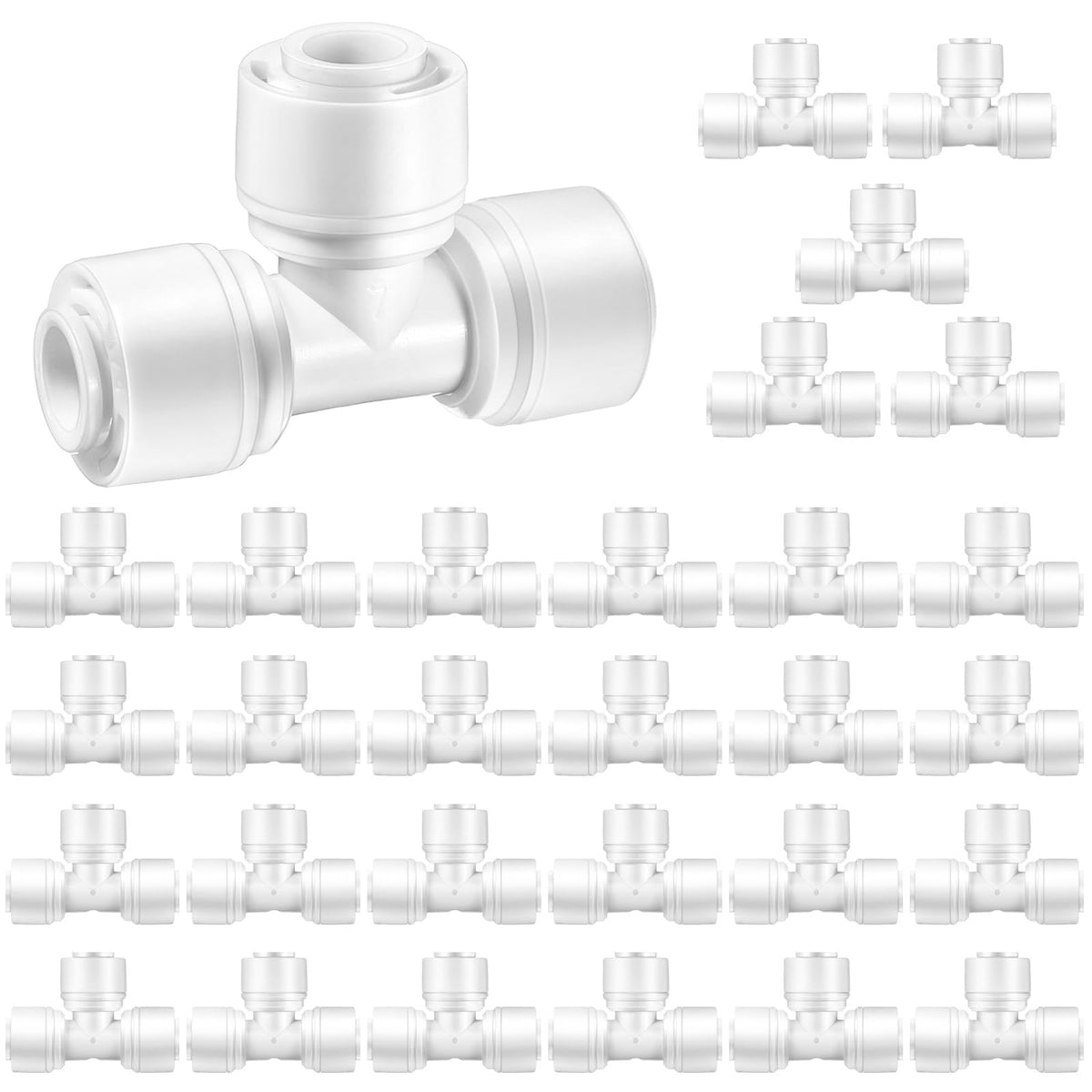 Glooglitter tee connector 1/4 inch closeup, leak-free quick connect for efficient irrigation.