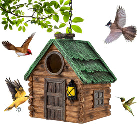 GLOPHOK Bird House outdoor resin bluebird, durable shelter for small backyard birds.