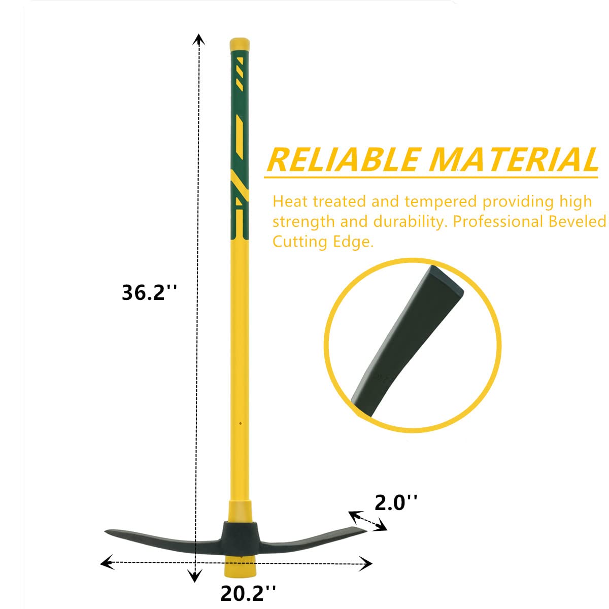 GloriousAMC mattock head attached to handle for quick setup and versatility.