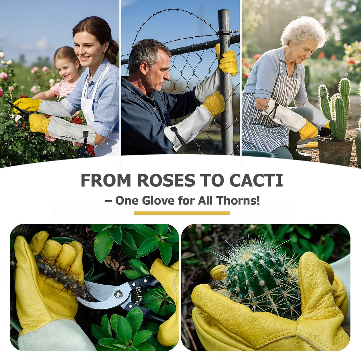 GLOSAV durable gardening gloves with adjustable closure for a custom fit