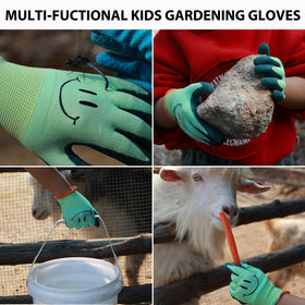 GLOSAV kids gardening gloves Crinkle Latex Palm – strong grip in dry and wet conditions for tools