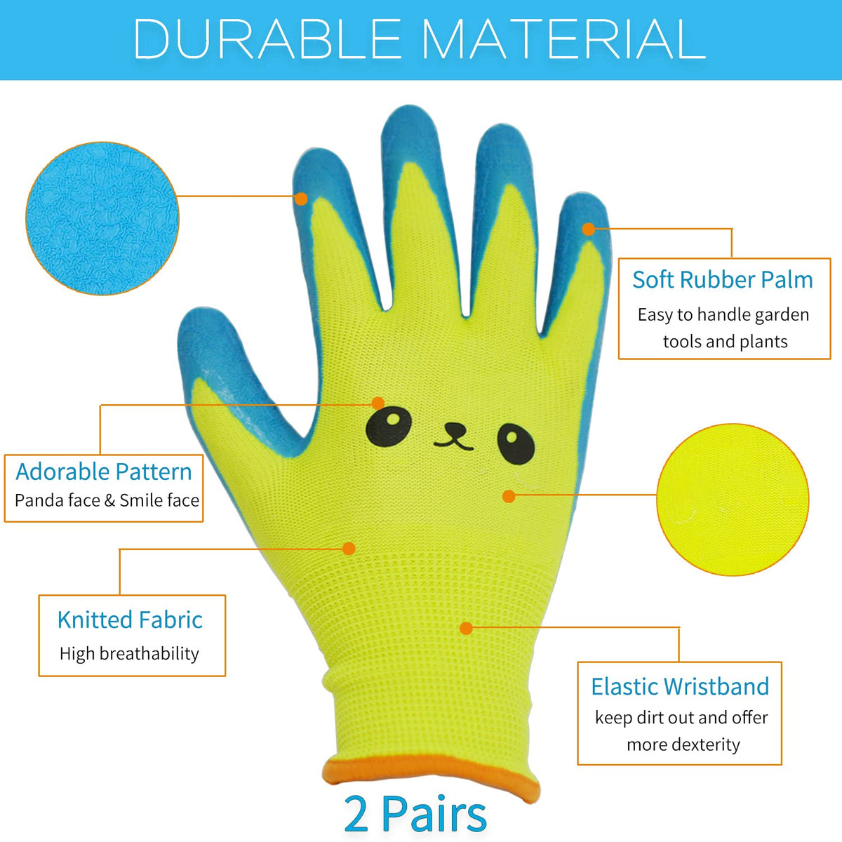 GLOSAV kids gardening gloves Pattern B – flexible fingers for easy weeding and tiny tool handling