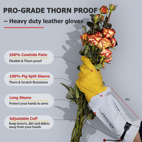 GLOSAV long leather garden gloves for cactus trimming with deep reach