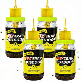 Glovv 4-pack fly traps hanging bottle with lure attracts patio flies