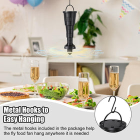 Glovv Fly Fans operate quietly for unobtrusive outdoor dining.