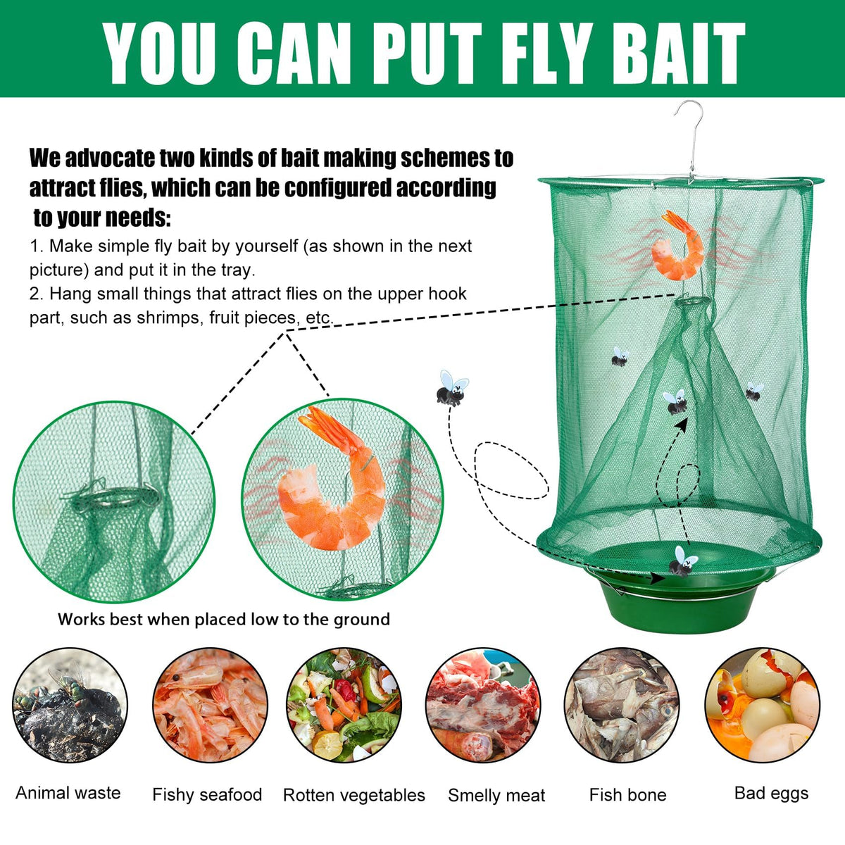 Glovv Ranch Fly Trap hook attachment enables secure outdoor installation.