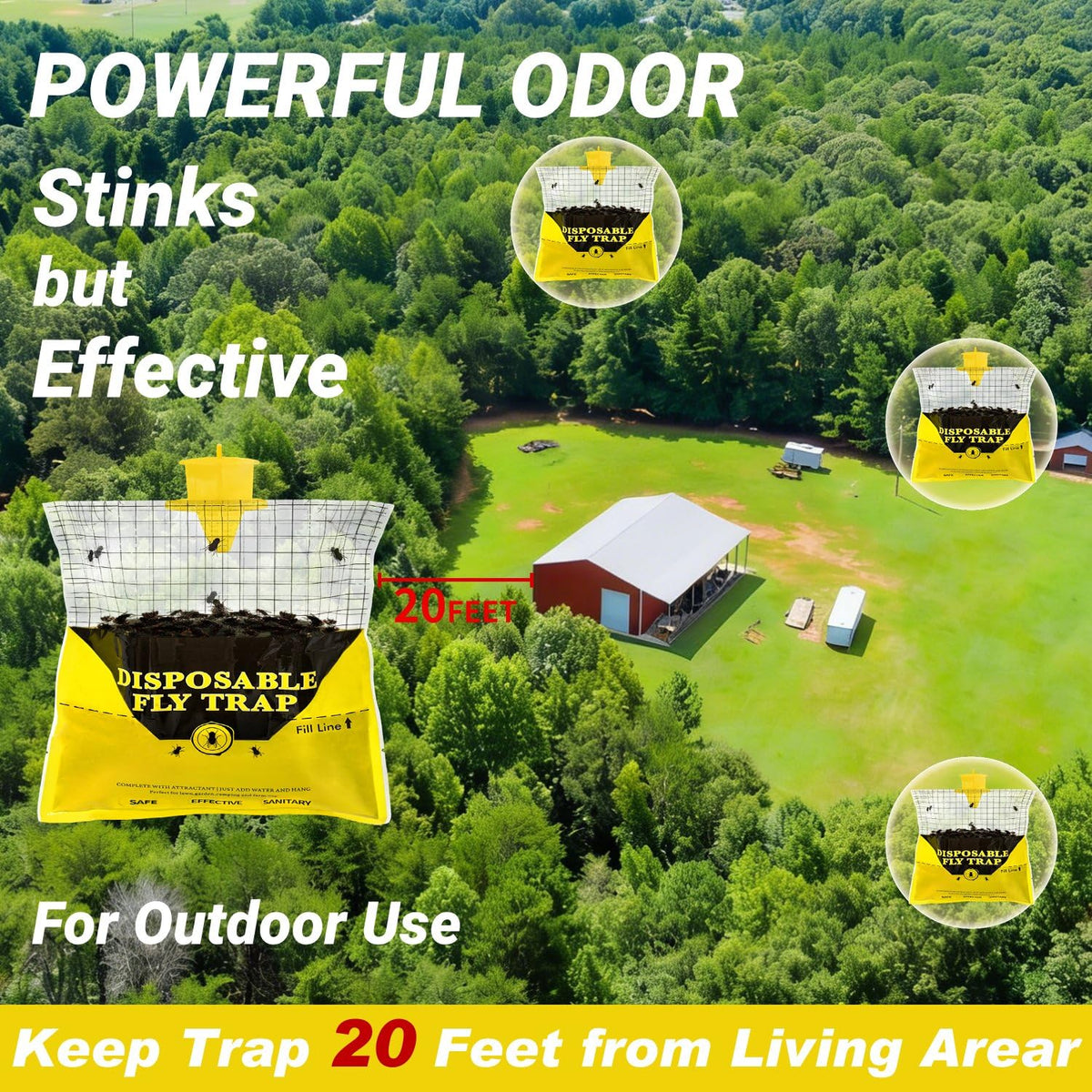 Glovv stable barn fly trap keeps pasture areas cleaner.