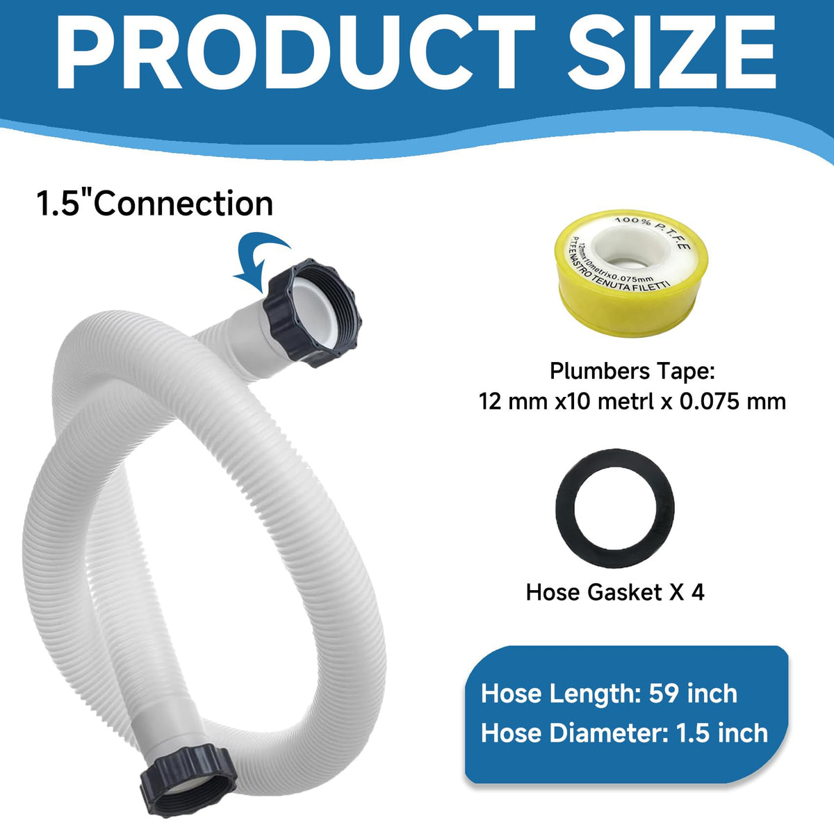 GlowGeek 1.5 inch pool hose kink-resistant corrugation supports easy handling