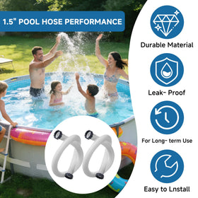 GlowGeek 2-pack 1.5 inch pool hoses for replacement