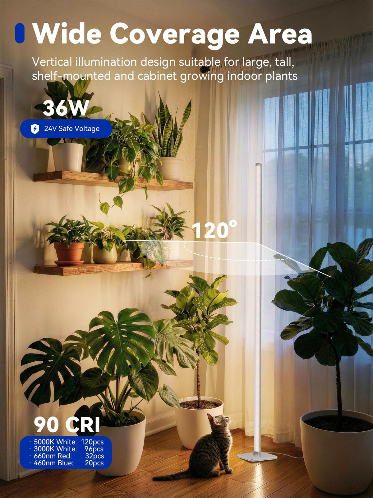 GLOWRIUM 60-inch silver stand suitable for tall indoor plant setups.