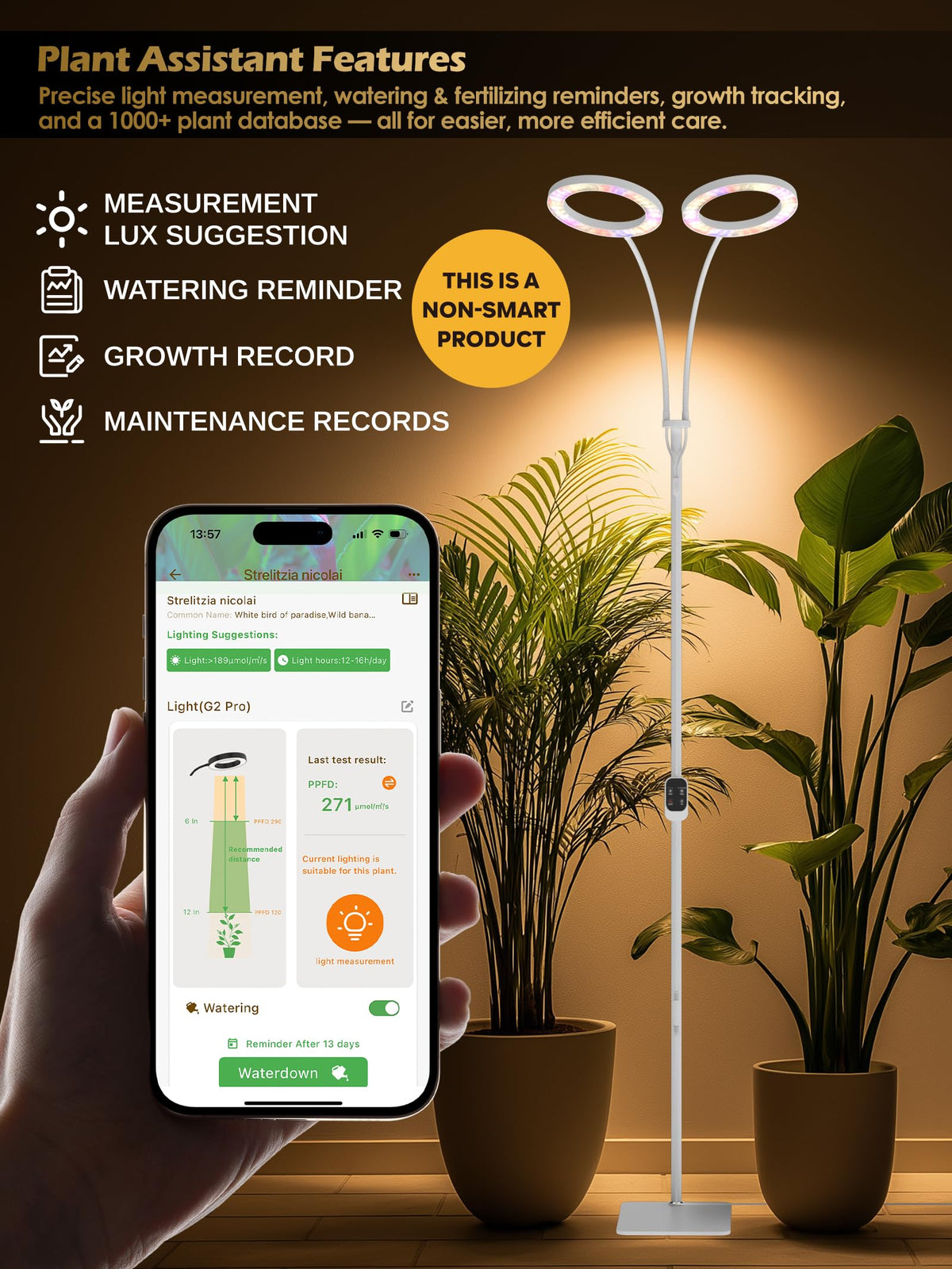 Glowrium adjustable height lamp head enables precise lighting for tall plants