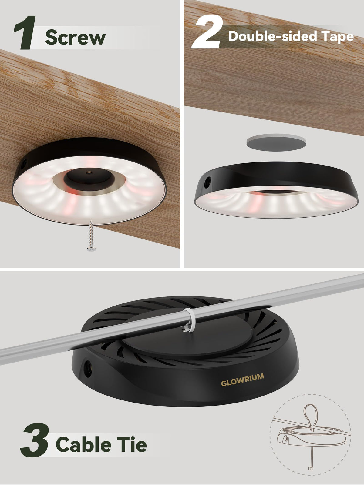 GlowRium dimmable 10-level brightness controls for tailored lighting