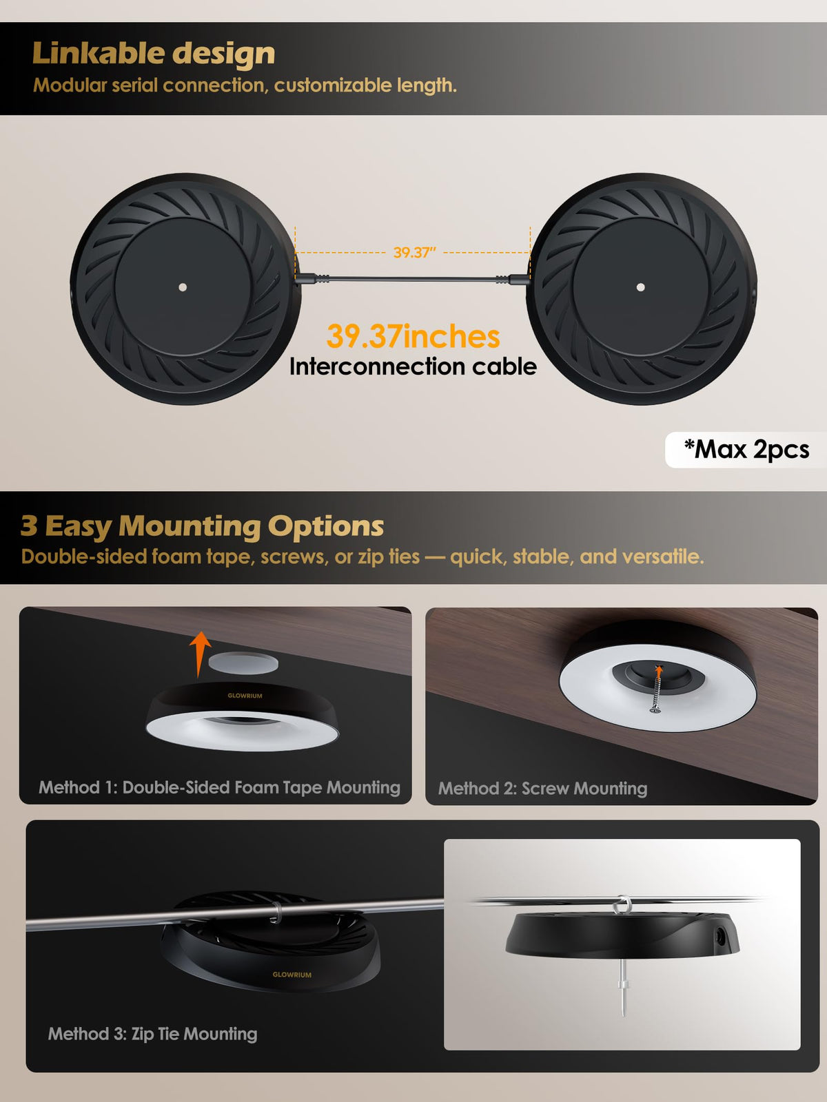 Glowrium G7 compact two-pack setup for shelves and walls.