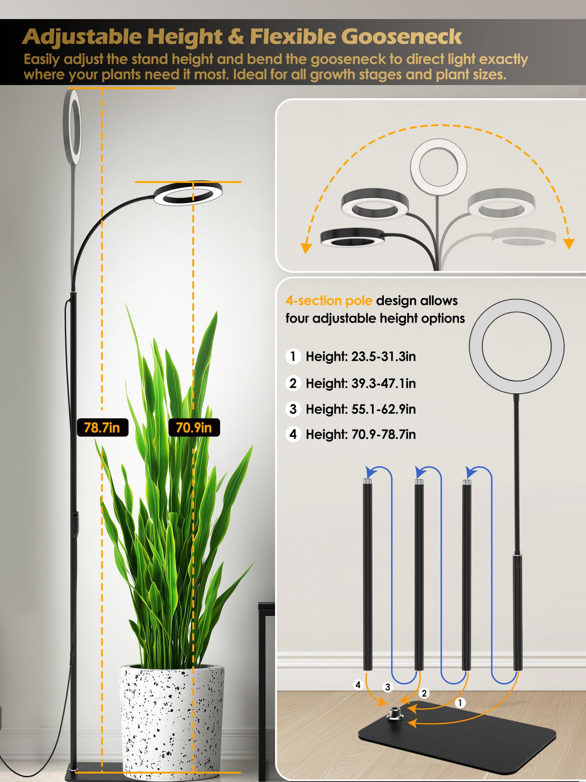 Glowrium 360-degree gooseneck allows precise angle adjustments.