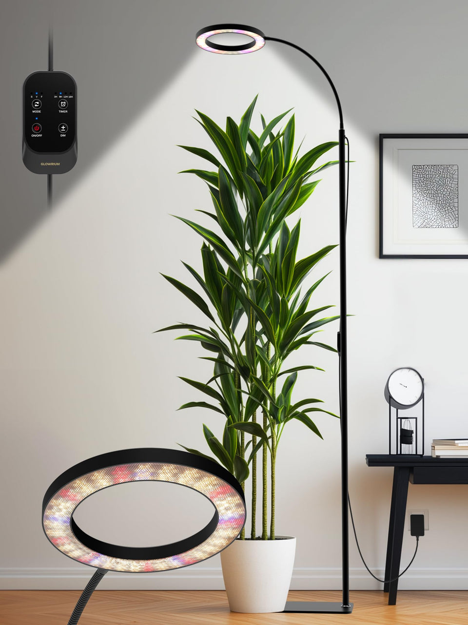 Glowrium full-spectrum panel illuminates indoor plants at all growth stages.