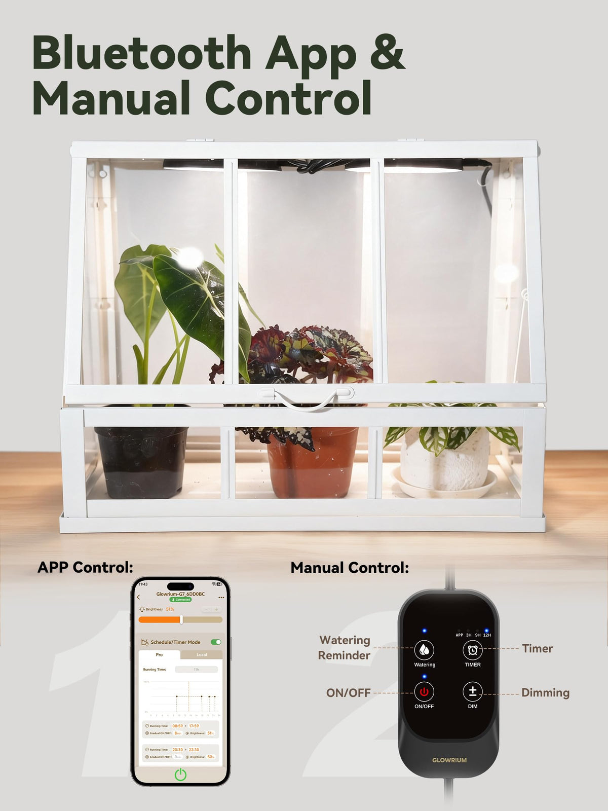 GlowRium plant-assistant with watering reminders for smart plant care