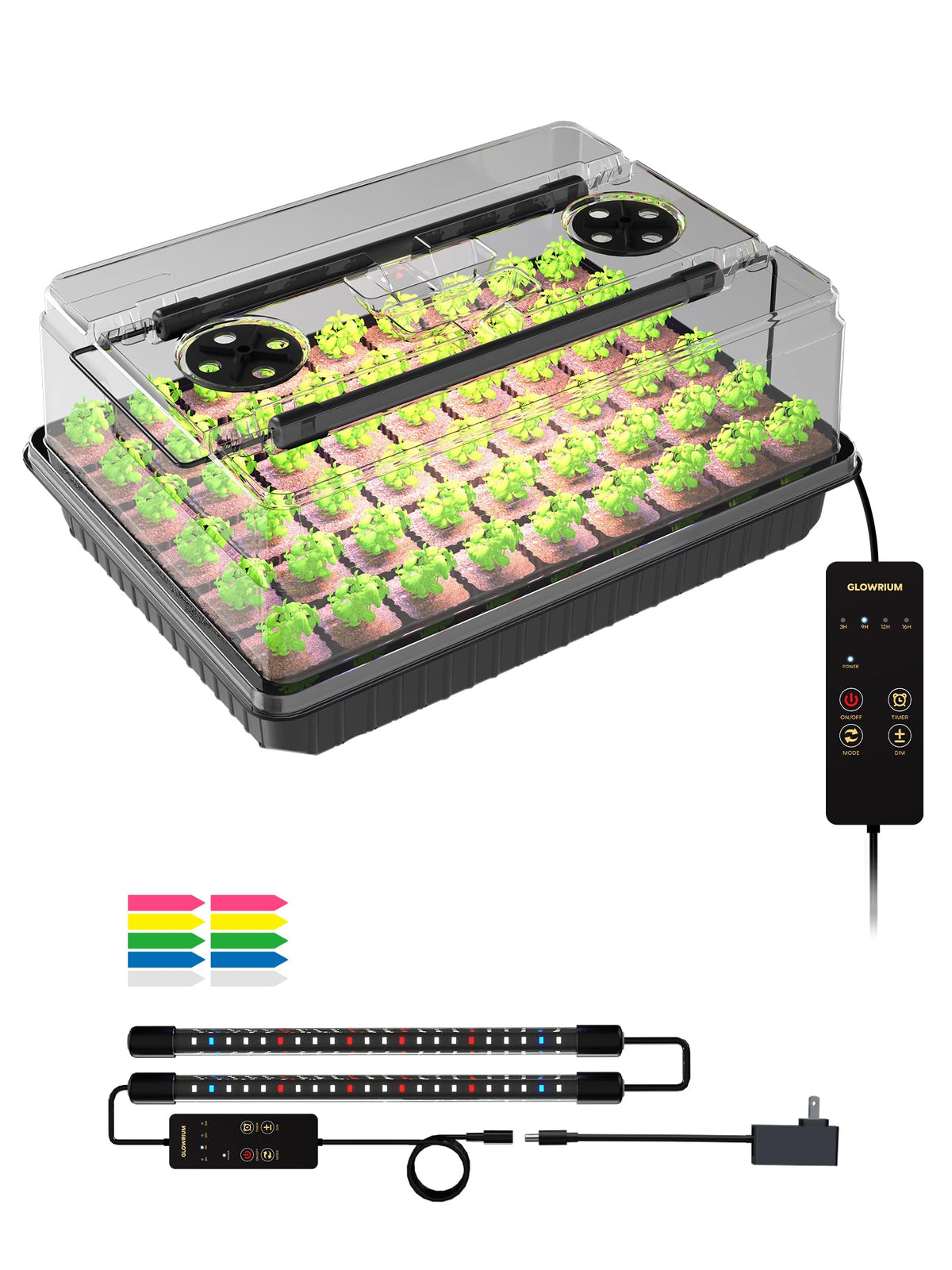 GLOWRIUM seed starter tray with full-spectrum light supports early indoor seedling growth.