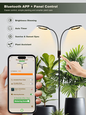 GLOWRIUM app-controlled grow light using Bluetooth for easy setup.
