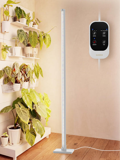 GLOWRIUM vertical grow light with side LEDs delivering even indoor coverage.