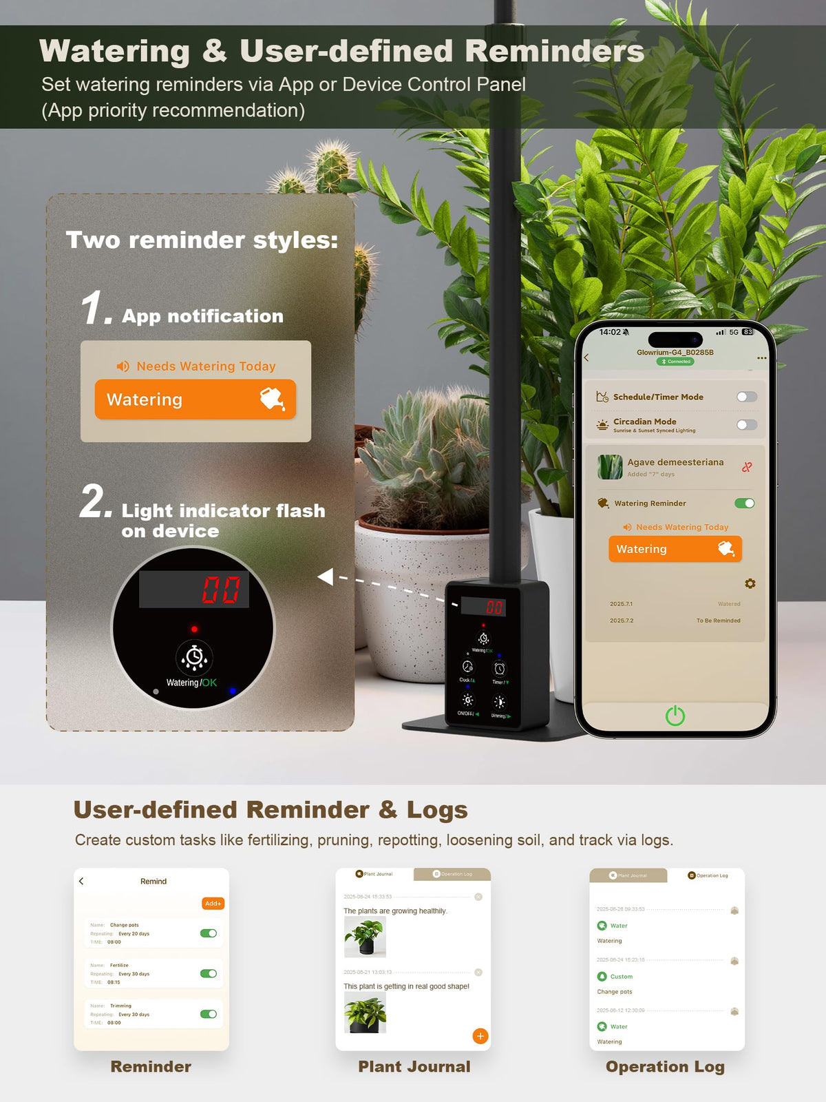 Glowrium visual watering reminder helps you stay on schedule