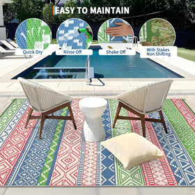 GlowSol 8x10 rug on beach shows versatile outdoor use.