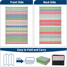 GlowSol 8x10 rug shows stakes and carry bag setup for travel.